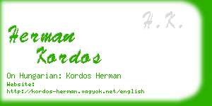 herman kordos business card
